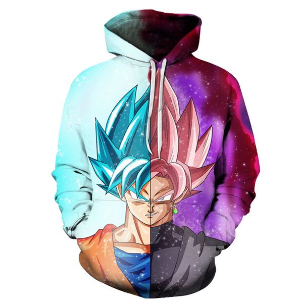 

гоку новые моды для мужчин/женщин аниме dragon ball 3d смешно печатных crewneck толстовка мода повседневная толстовки h413, Black