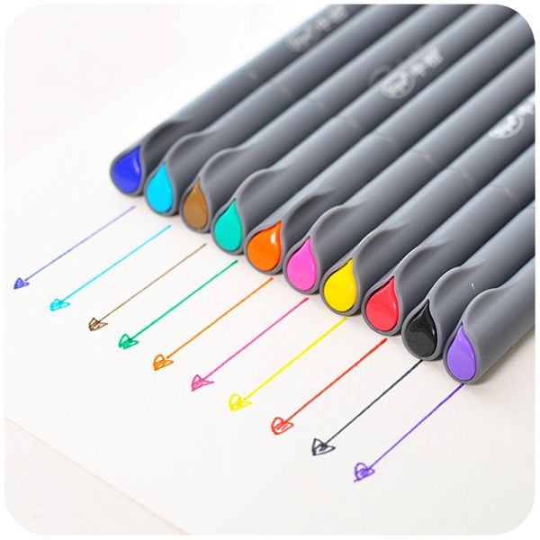 

10 color 0.38mm micron tip fine line drawing gel pen for cartoon sketch liner scrapbooking stationery school supplies cb954