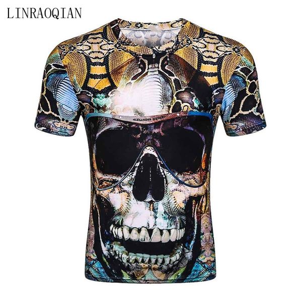

new fashion brand t-shirt hip hop 3d print skulls harajuku animation 3d t shirt summer cool tees brand clothing, White;black