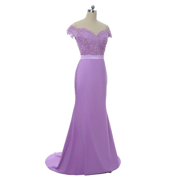 Setwell Lavanda Satin Abiti da damigella d'onore lunghi Off Spalla Abiti economici DE Demoiselle D'Honneur Personalizzato Plus Size Maid of Honor Abiti