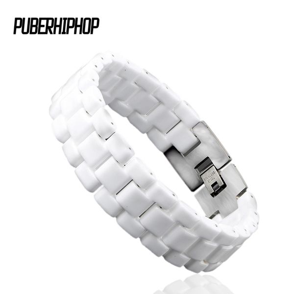 

fashion men's bracelet elegant jewelry white convex strap ceramic bracelet for men women 22cm long watch link bracelet durable c1811160, Black
