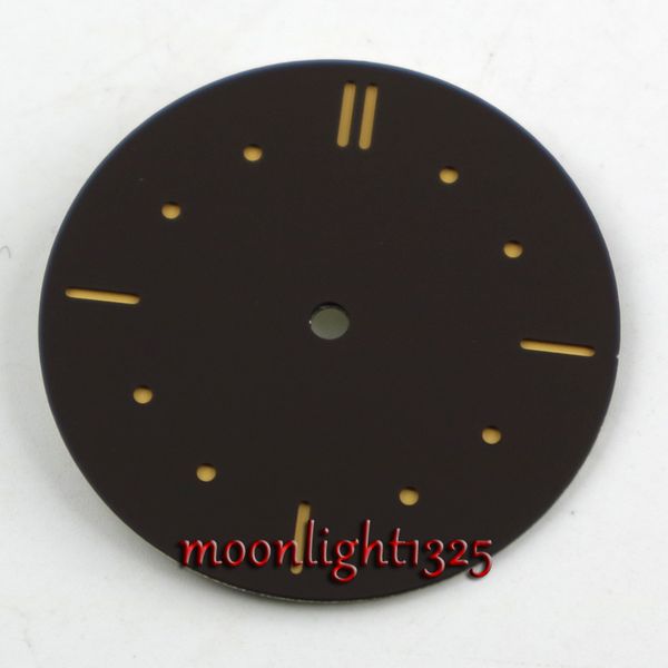 38.9mm no logo coffee sandwich sterile dial fit eta 6497 6498 watch, Slivery;brown