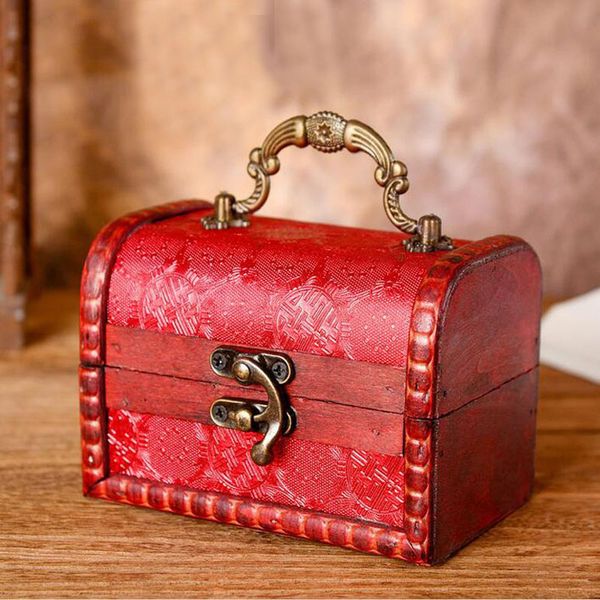 Decorative Trinket Jewelry Storage Box Handmade Vintage Wooden Treasure Case