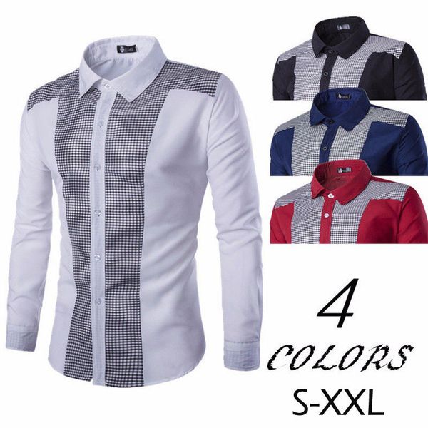 

mens classic luxury long sleeve shirt formal casual smart slim fit stylish vintage business shirts, White;black
