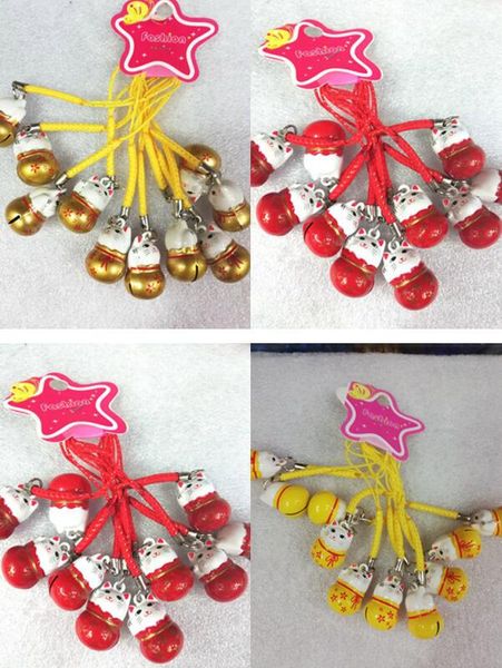 

new 50 pcs cartoon lucky cat pendant diy key chains with bell bag pendant gifts favors ff1, Silver