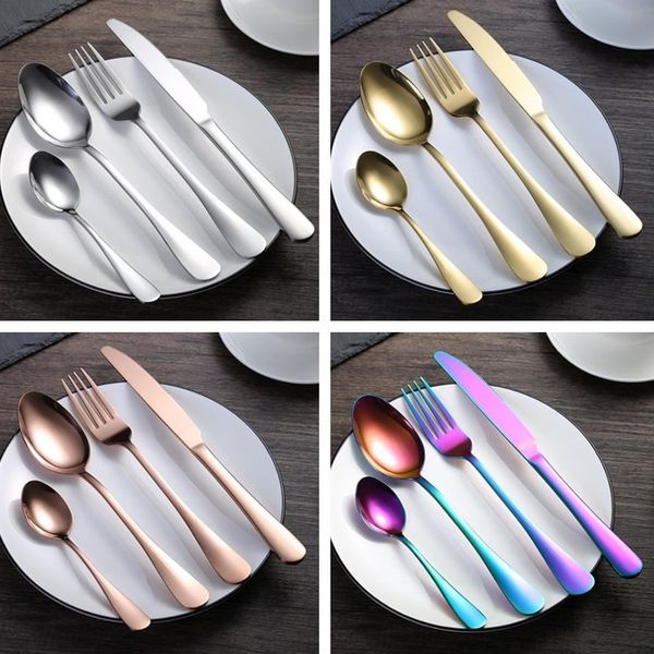 The latest 5 color high-grade multi-color Western tableware set spoon fork knife tea spoon steel stainless cutlery luxury cutlery set T6I019