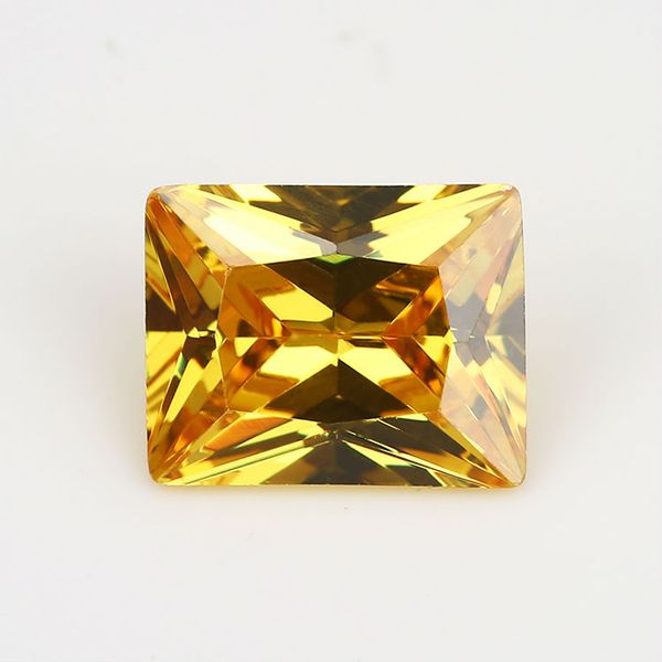 

2x3~13x18mm 5a grade golden yellow color rectangle shape cubic zirconia stone princess cut loose cz stone synthetic gems, Black