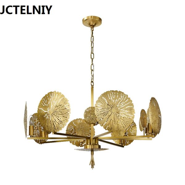 

American copper chandelier simple hollow out creative luxury LED lamp study designer living room hotel fashion art chandelier