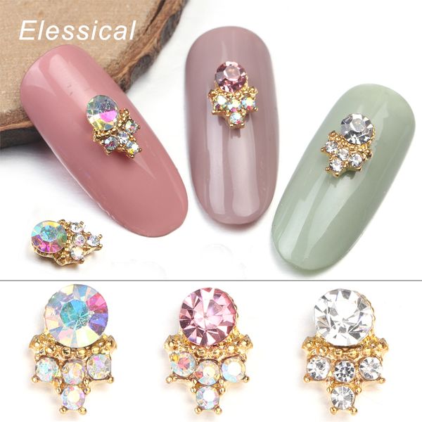 

elessical glass crystal rhinestone alloy nail charms gold 3d nail art decorations ab color strass stud for manicure jewelry, Silver;gold