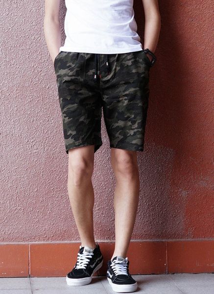 

men camouflage shorts beach board shorts straight casual loose shorts, White;black