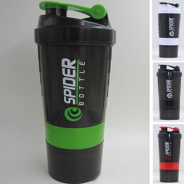 

501 600ml 3 in 1 port water bottle pider protein haker for fitne travel with cale in erted mixing ball drinking mug cup hh7 987