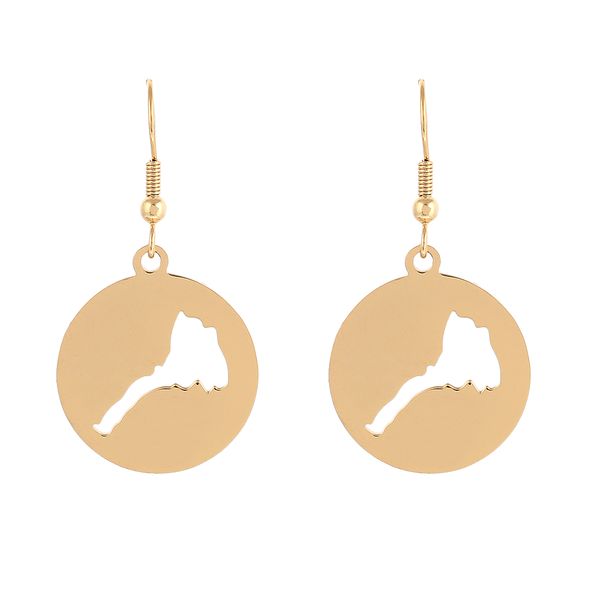 

stainless steel round eritrea map pendants necklaces earring set africa jewelry, Silver