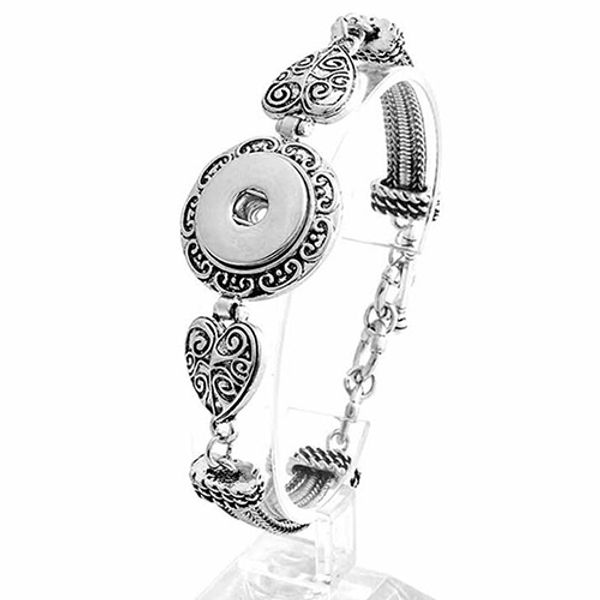 

wholesale fashion flower vintage engraving 18mm snap button bracelet interchangeable charm jewelry for women men gift, Golden;silver