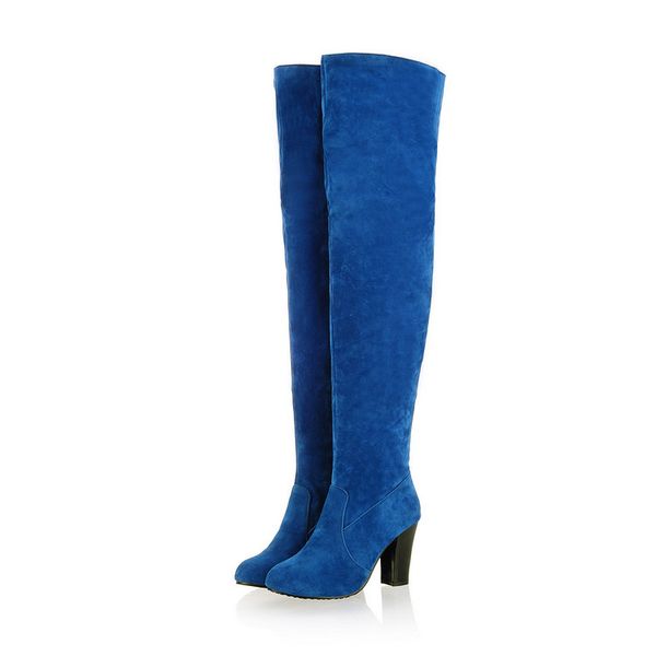 

solid color autumn winter thigh high boots thick heels 8cm women over the knee boots woman shoes zipper fur adf-7174, Black