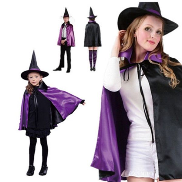 

adult/kids halloween cloak witch cape pumpkin star gilding cloak rope for boys gilrs costume birthday party cosplay supply 60set t1i923