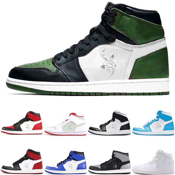 

Cheap Mens Basketball Shoes sneaker 1s Bred Toe Chicago Pine greenl Blue Fragment UNC HOMAGE OG HOME New Love men sports designer sneaker