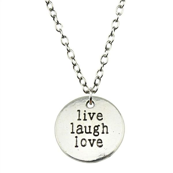 

wysiwyg 5 pieces metal chain necklaces pendants hand made necklace men live laugh love 20mm n2-b10380, Silver