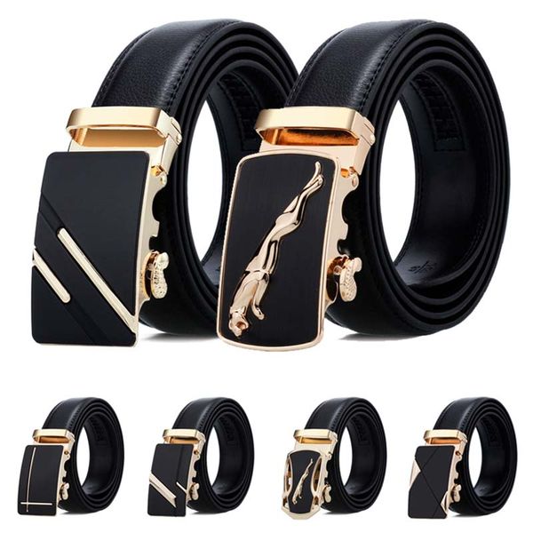 

i] man business belt designer genuine leather strap male belt automatic buckle belts for men belts for jeans, Black;brown
