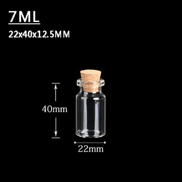 

7ML 22X40X12.5 мм небольшие мини прозрачные стеклянные бутылки банки с пробкой пробки /