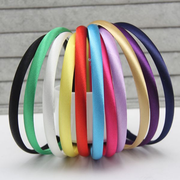 

Girls 1CM Color Satin Covered Resin Hairbands Ribbon Covered Kids Headbands Children Hair Accessory 12pcs/lot