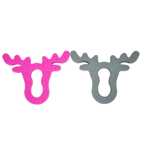 

новый олень прорезывания зубов ожерелье силиконовые кулон рога олень лось детские прорезыватель diy кормящих ожерелье пищевой безопасный реб, Silver