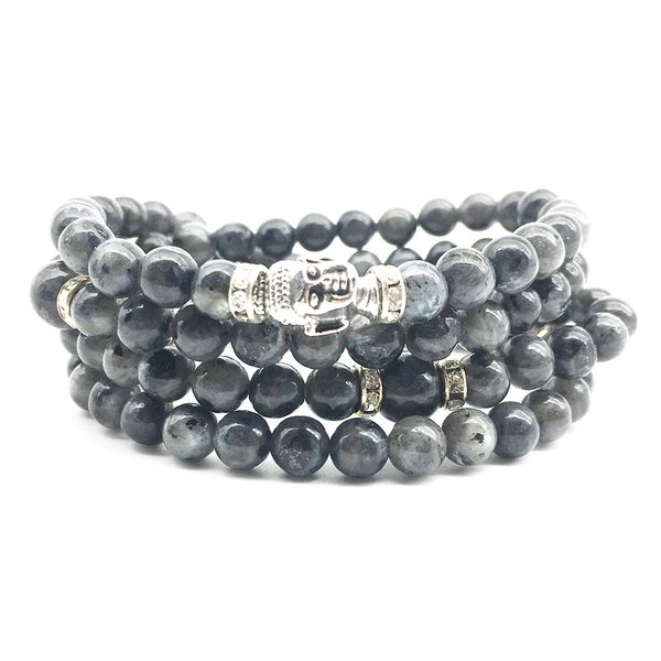 SN1381 Braccialetto yoga da donna di vendita calda 108 Mala Balance 6 mm Gioielli larvikite grigio naturale Commercio all'ingrosso di gioielli di alta qualità