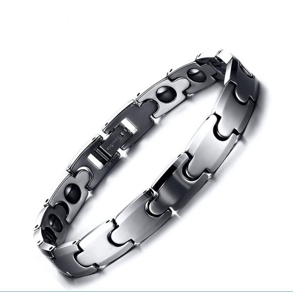 

zhf jewelry 100% tungsten chain bracelet bangle for men hematite magnetic health care male jewelry box drop shipping, Black