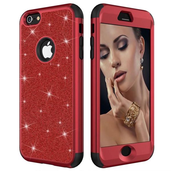 

new arrival for iphone 6s case 3in1 defender case flash powder back glitter sparkly bling for samsung phone case
