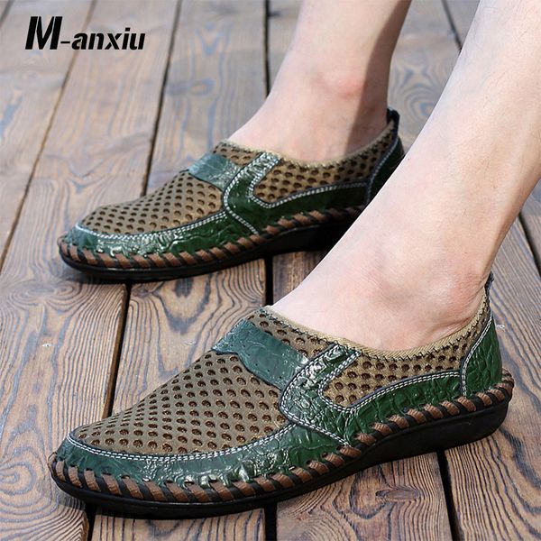 

m-anxiu 2018 summer hollow out fabric leisure flat slip-on sandal casual men rubber antiskid fisherman shoes, Black