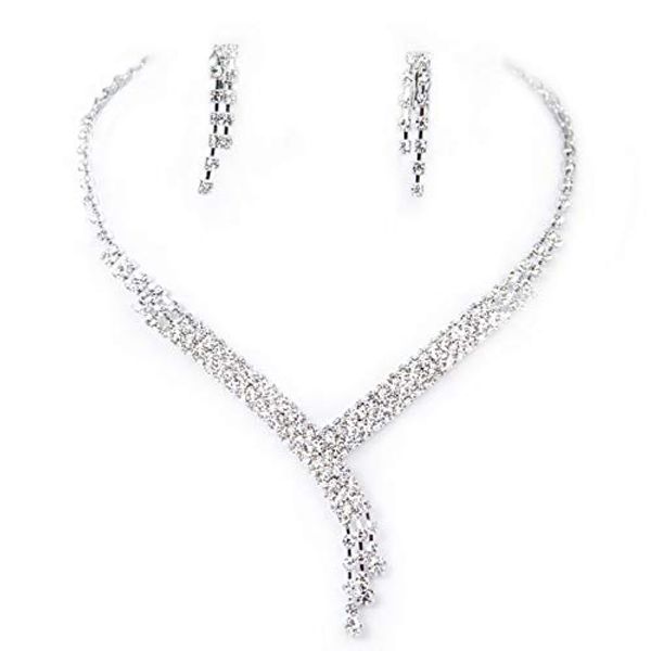

Clearbridal Rhinestones Necklace Earrings Jewelry Sets Bridal Party 15023