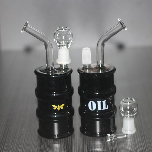 Glas-Öl-Rigs-Bong-Rig-Recycling-Trommel, 14-mm-Nagel und Kuppel, 6,6 Zoll, Wasserpfeifen, klares Schwarz zur Auswahl