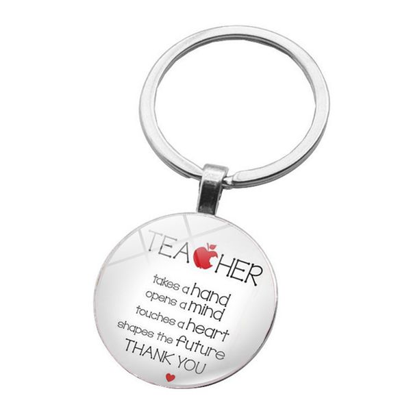 

a great teacher takes a hand opens mind and touches heart shapes future keychain time gems teacher's day gifts key chain, Silver