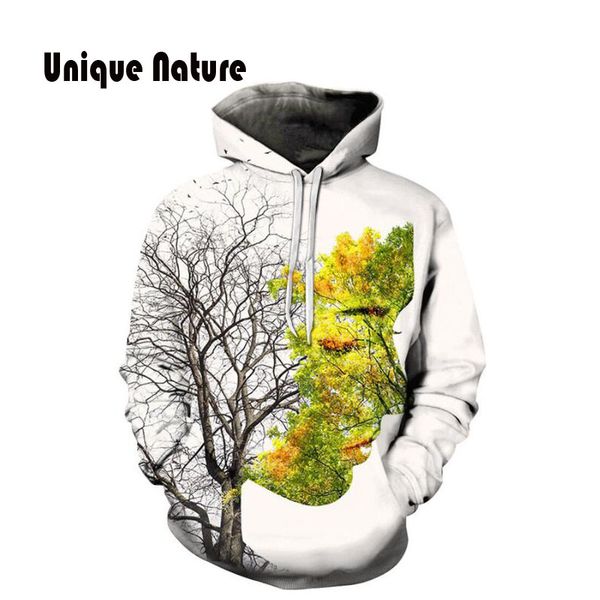 

unique nature secret trees print hoodies long sleeve tracksuits mens outwear funny design sweatshirts plus size 5xl, Black