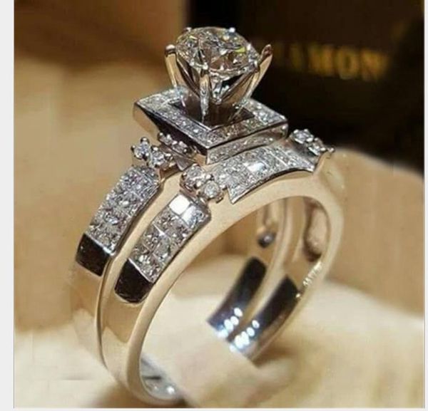 

new model diamond eight heart eight arrow ring female european and american fashionable full engagement engagement ring, Silver