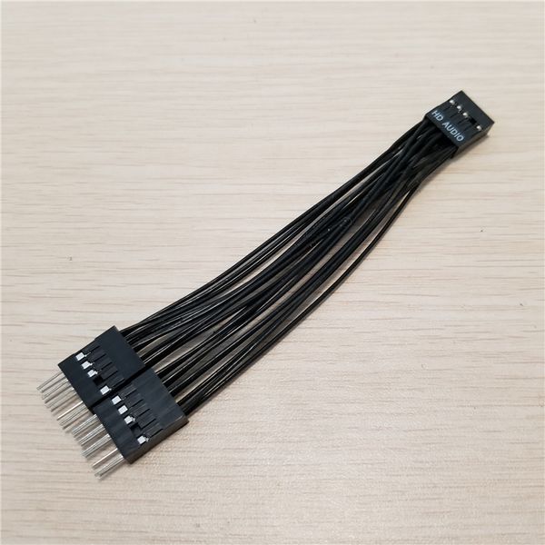 

10pcs/lot motherboard audio hd extension cable 9pin 1 female to 2 male y splitter cable black for pc diy 10cm