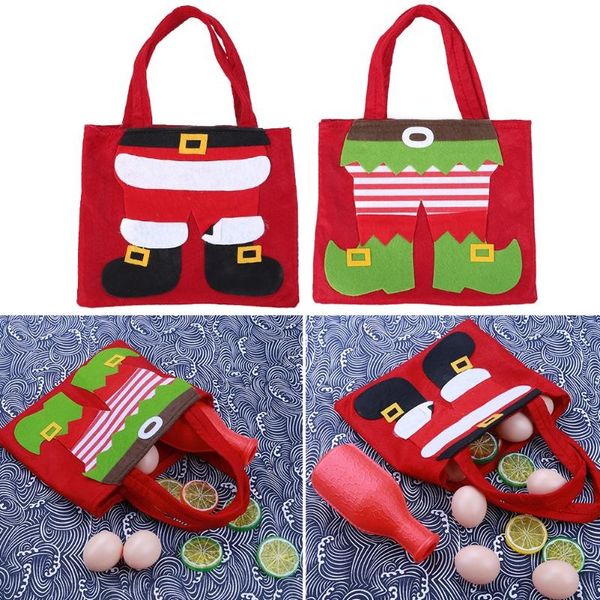 

christmas gift bag santa pant boot candy bag restaurant wine bag decoration xmas santa gift bags christmas decoration 2 styles