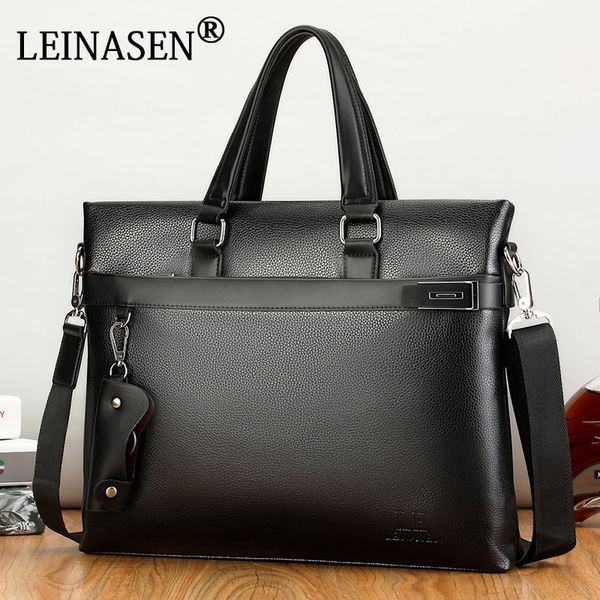 

leinasen brand business style men casual handbag with belt men messenger bags computer laphandbag bag briefcase