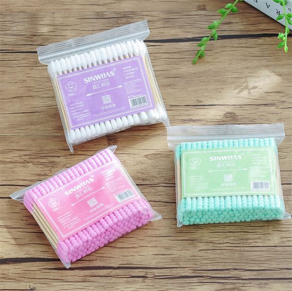 

new kids double headed spiral cotton swab, ear colored cotton swabs box, disposable cotton swab fb035