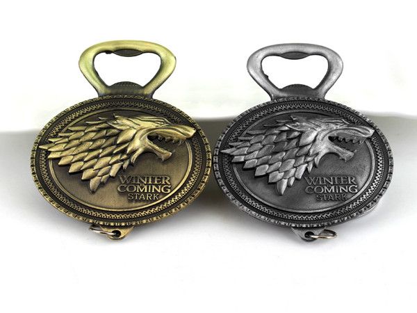 

winter is coming game of throne bottle opener key chain house stark keychain keyring for beer opener kitchen tools