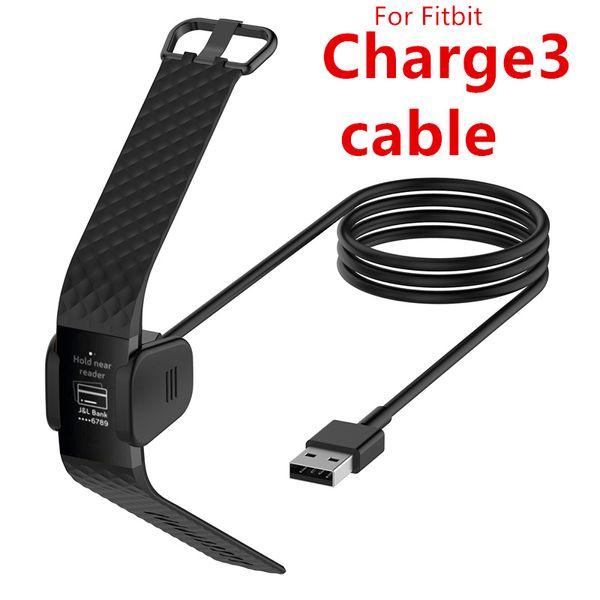 Per Fiitbit charge3 Charge 3 Caricatore USB Cavo di ricarica 1M 3FT 55CM Nero Smart cinturino per orologio Accessori
