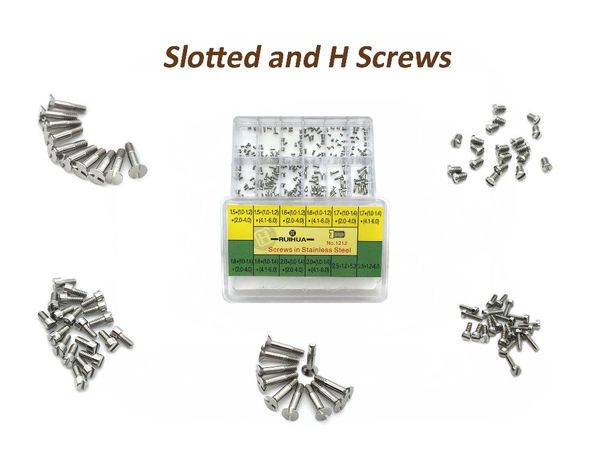 

slotted screws and h screws - stainless steel assorted for watch and watch repairs 12 sizes repair tool kit