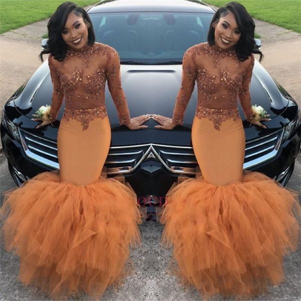 

mermaid prom dresses for black girl 2k18 beading elegant long sleeve party formal evening dresses
