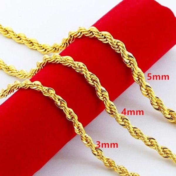 

Дешевые 24K позолоченный ожерелье 3мм 4мм 5мм цепь веревочка закрутки Мужчины Женщи