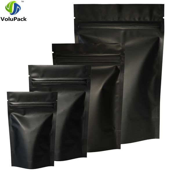 

100pc heat eal zip lock package bag aluminum foil mylar tear notch matte black tand up bag whole ale
