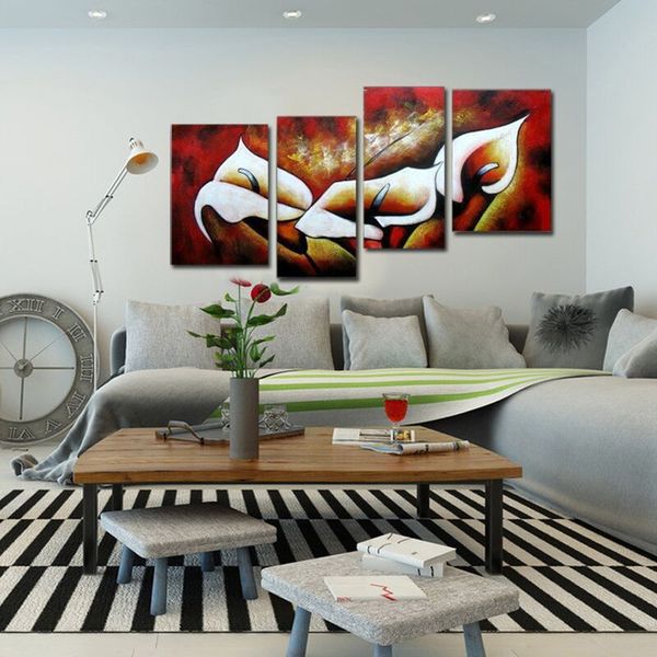 

abstract 100% hand painted floral flowers bloom modern oil painting canvas by numbers wall picture home decor art 4pcs/lot