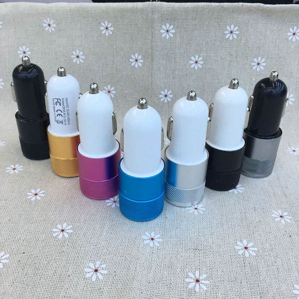 

metal dual usb port car charger universal 2.1a 1a led charging adapter for ip 6 7 8 samsung s8 tablet nokia