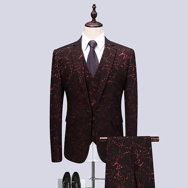 

new suit tide male host performance gown personality suit three-piece zx040, White;black