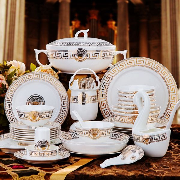 

60pc et european cutlery et ceramic hou ehold bone china bowl di h et bowl wedding gift