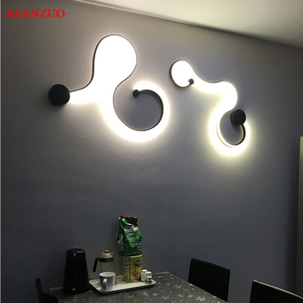 

led snake wall lamps modern minimalist creative curve lights living room bedroom corridor aisle wall-mounted art lights