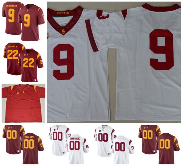 

custom usc trojans college football any name number personalized #5 42 32 simpson #14 darnold 55 seau college football jersey white red, Black;red